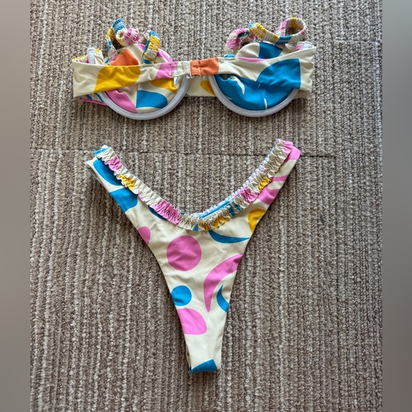 Aurelle Ruffle Abstract Bikini Set - Picture 2 of 4